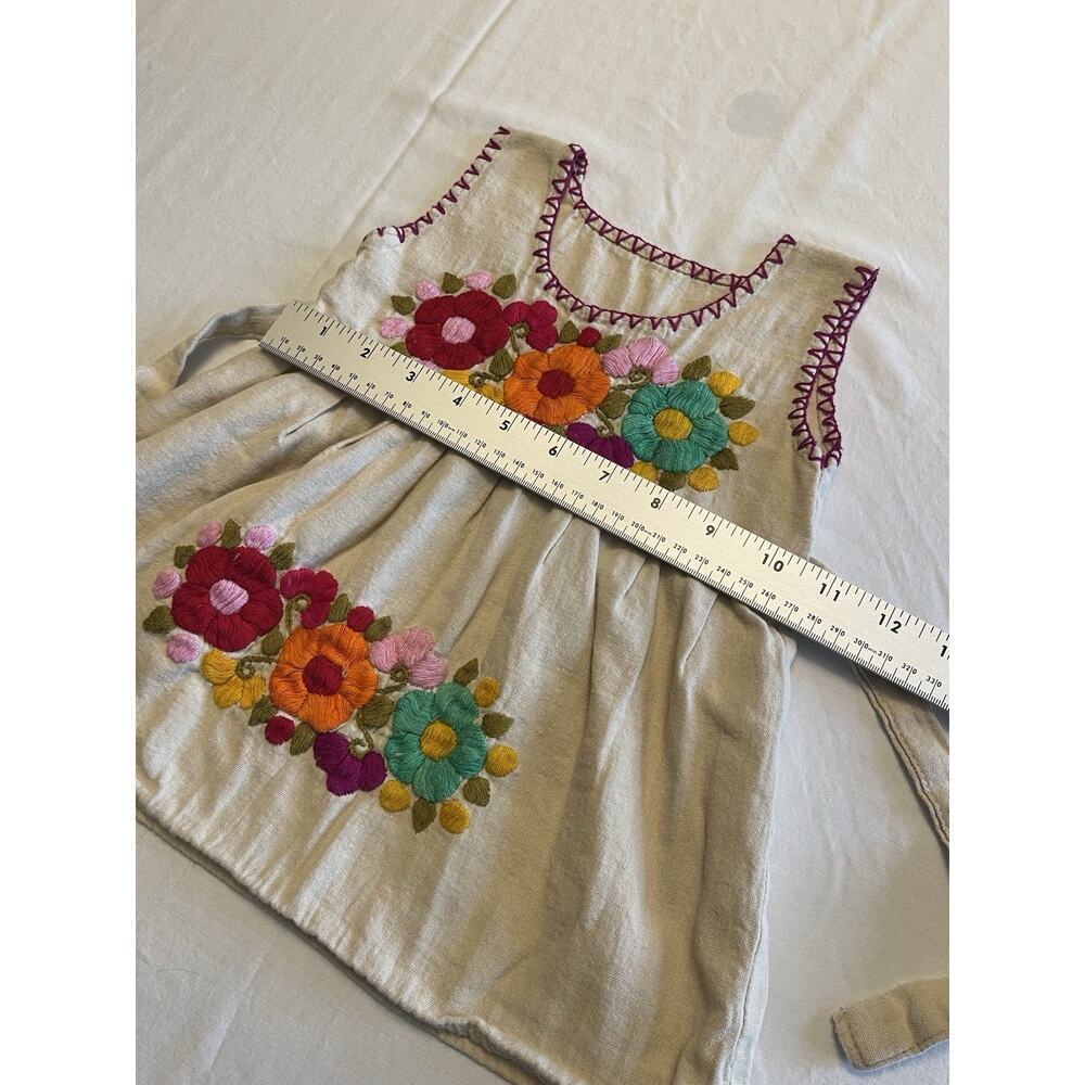 Handmade Mexican Dress Baby Size 6 Months Embroidered Floral Motif - Picture 4 of 5